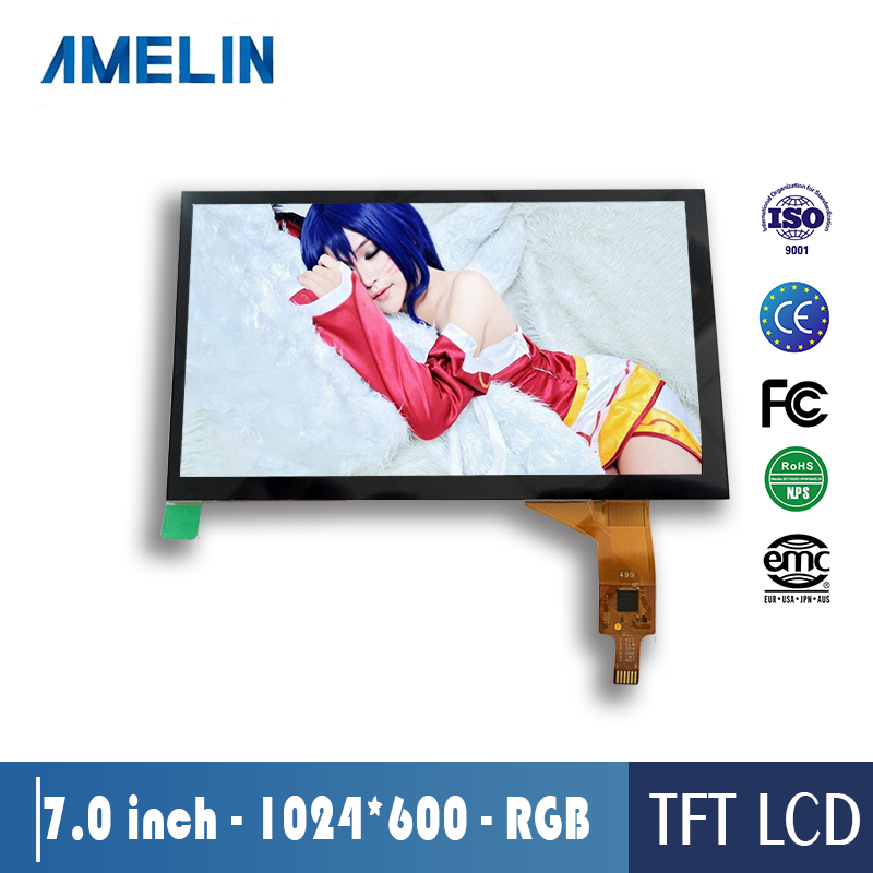 7 inch 1024*600 50 pin RGB TFT lcd display with capacitive touch screen panel and EK79001 IC