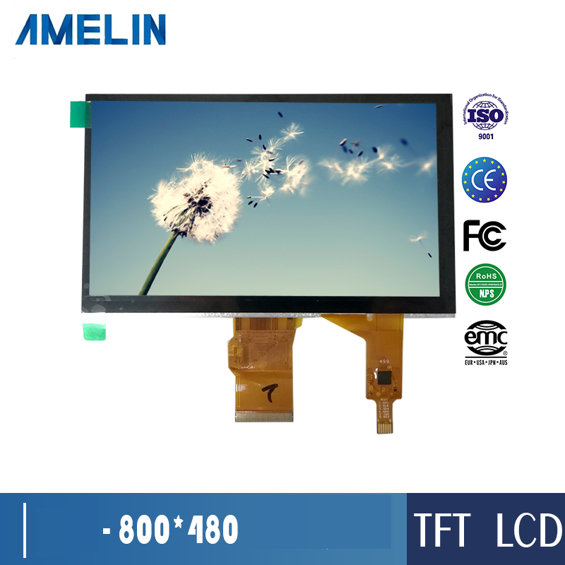 Hot selling 7 inch lcd screen 800*480 7 inch touch screen with  7 inch lcd panel capacitive touch sc