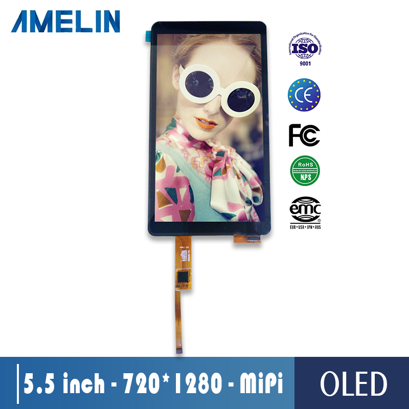5.5 inch OLED SH1386 IC 720*1280 lcd module with MIPI interface display and capacitive touch screen