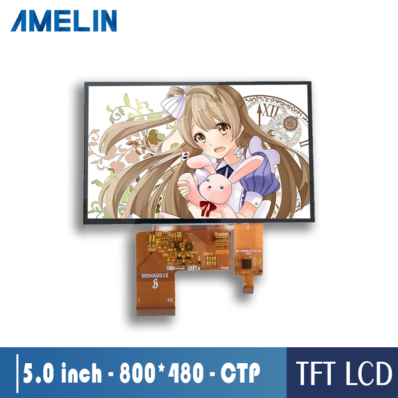 5 inch 800*480 5.0 inch TFT LCD display screen  with capacitive touch panel CTP screen module Lcd To